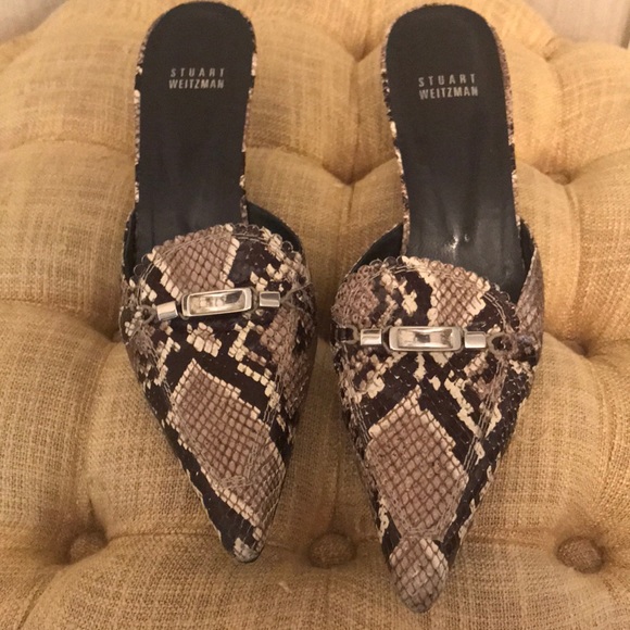 Stuart Weitzman Shoes - Stuart Weitzman genuine python mules/slip on heels